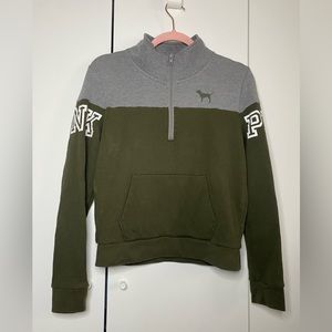 Pink Victoria’s Secret Green Medium 1/4 zip Sweater